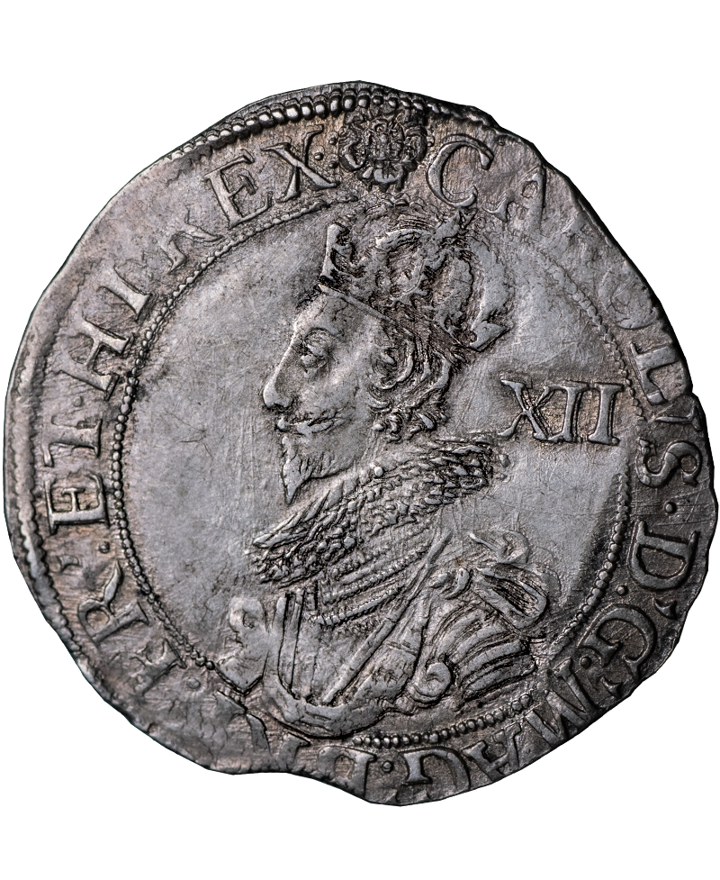 1631 - 32 Charles I mm Rose Shilling - Welsh Plume - Rare VARIETY