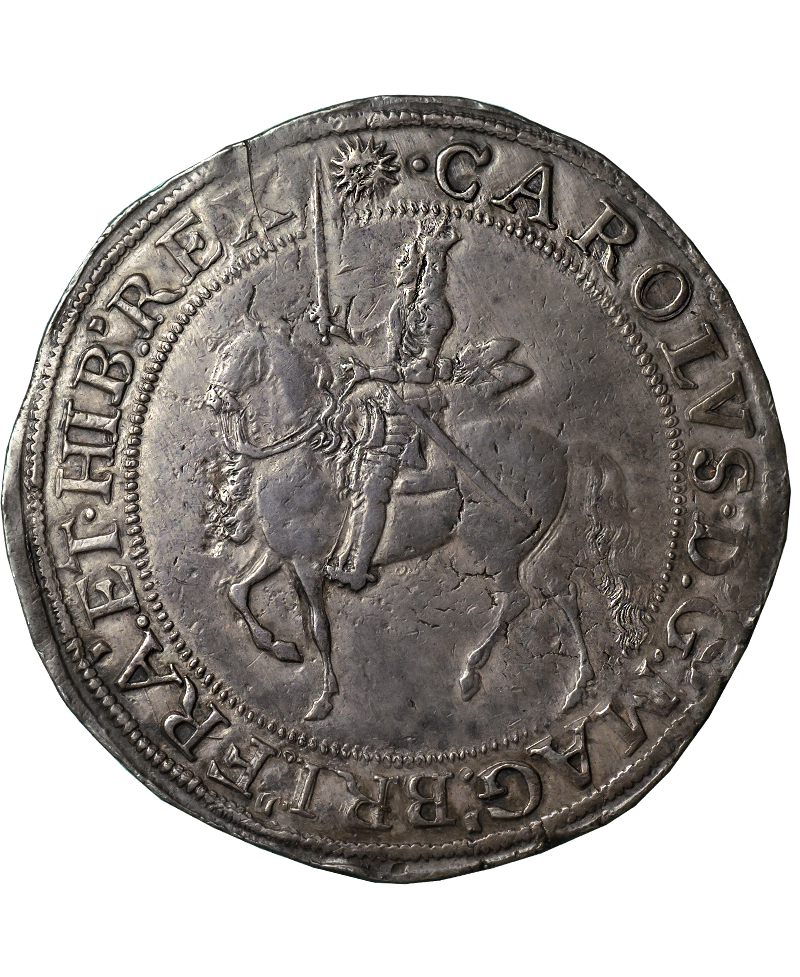 1645 Charles I Tower Mint under Parliament mm Sun Crown – M & H