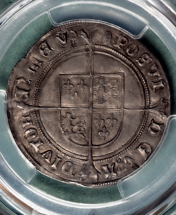 1551 - 1553 Edward VI mm TUN Shilling - AU55 grade