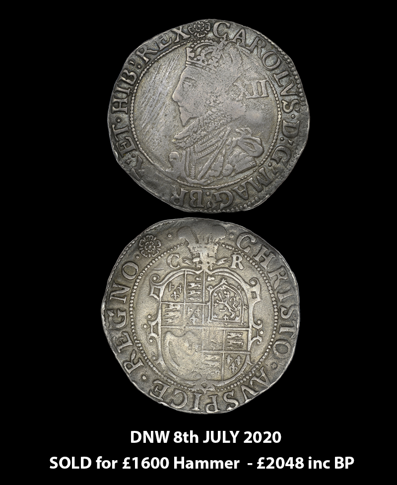 1631 - 32 Charles I mm Rose Shilling - Welsh Plume - Rare VARIETY