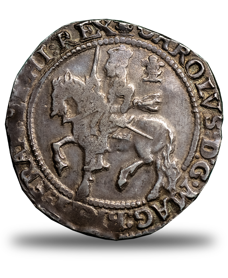 1642 CHARLES I OXFORD HALFCROWN - BULL 594B - 1 OF 3 KNOWN