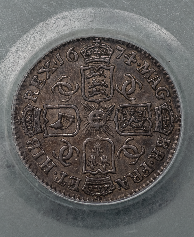 1674 Charles II Sixpence - graded CGS 50