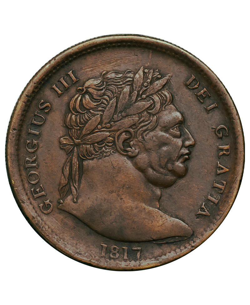 1817 George III Bull Head Halfcrown in Copper - ESC 617A