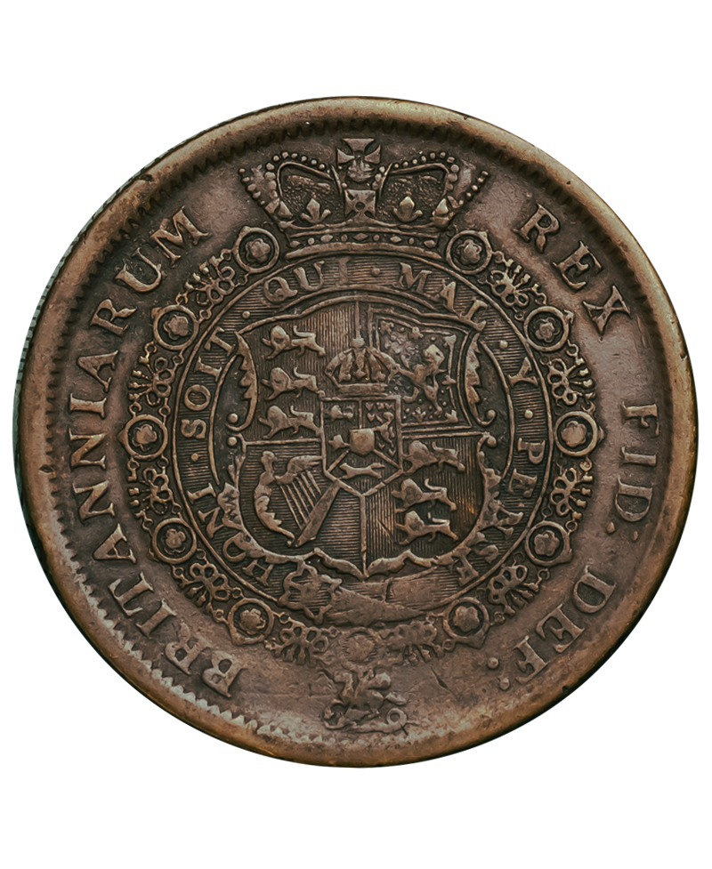 1817 George III Bull Head Halfcrown in Copper - ESC 617A