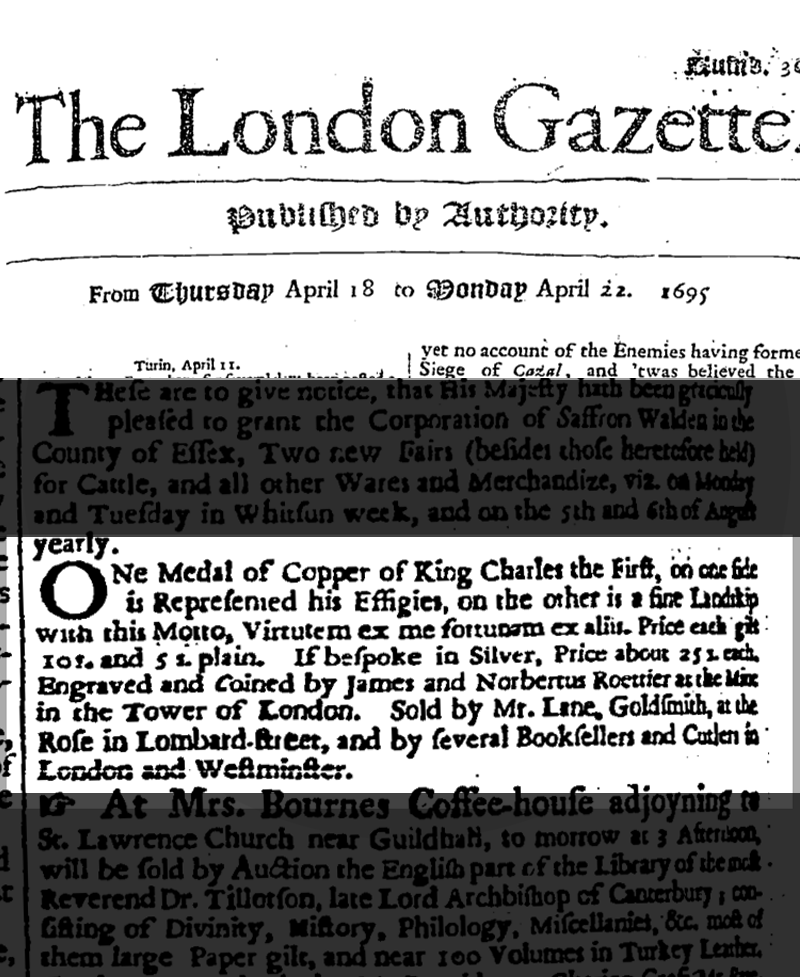 1649 Charles I Gilt Memorial Medal by Roettier