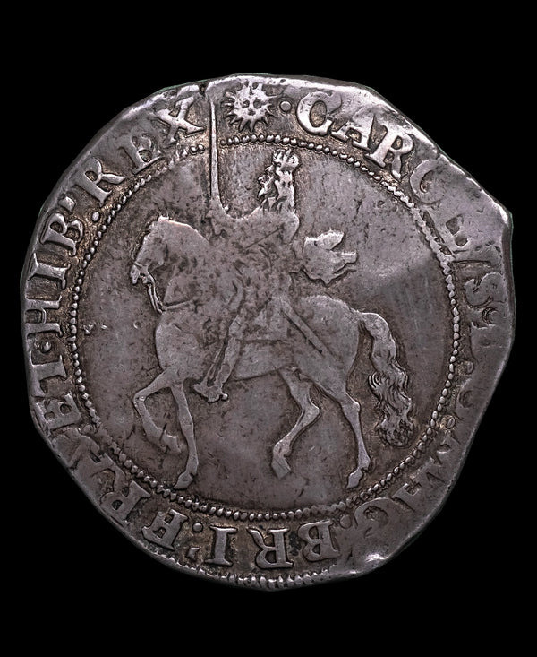 1645 Charles I Tower Mint under Parliament mm Sun Halfcrown