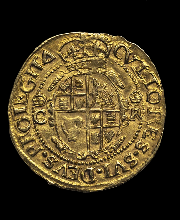 1639 - 40 Charles I Tower Mint mm Triangle Gold Crown - Ex Dr Carter & Ex Alderman Hird Collections