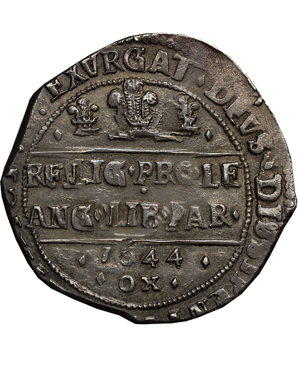 1644 Charles I Oxford Mint Briot Horseman Halfcrown - Ex Marshall Collection