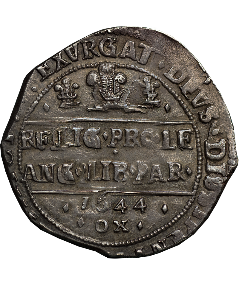 1644 Charles I Oxford Mint Briot Horseman Halfcrown - Ex Marshall Collection