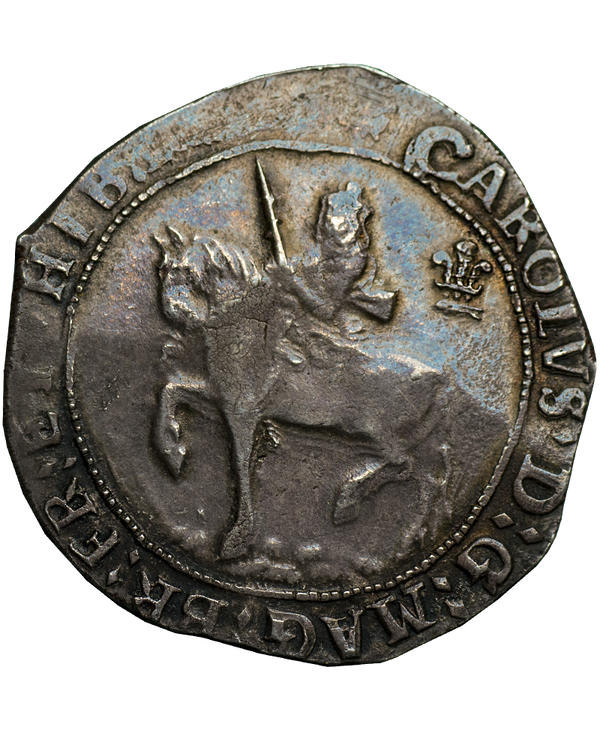 1644 Charles I Oxford Mint Briot Horseman Halfcrown - Ex Marshall Collection