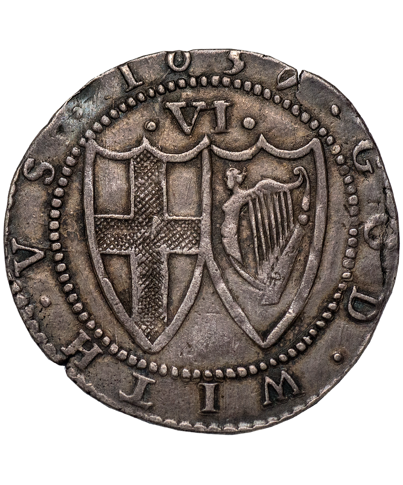1657 7 over 6 COMMONWEALTH mm Sun Sixpence