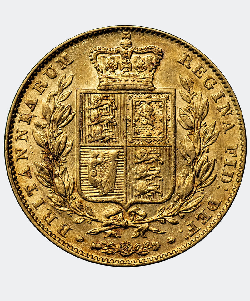 1843 Victoria 3 struck over Inverted 2 Full Gold Sovereign - Mhcoins