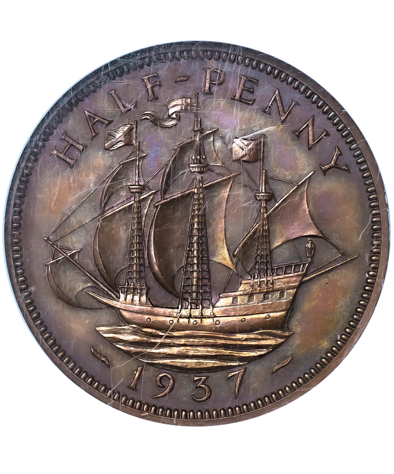 1937 Edward VIII Reverse Die Trial Halfpenny - of the highest of rarity !
