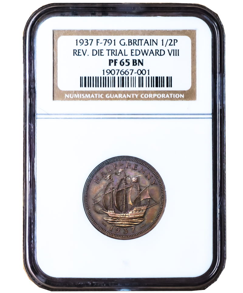 1937 Edward VIII Reverse Die Trial Halfpenny - of the highest of rarity !