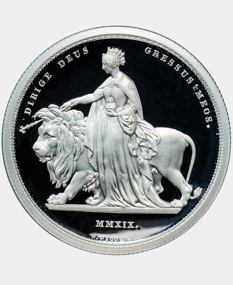 2019 Queen Elizabeth II Royal Mint Silver Proof UNA and the Lion Five Pounds - CERT no.0002 - Mhcoins