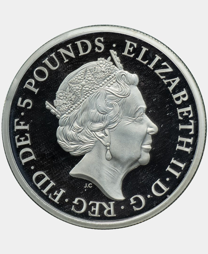 2019 Queen Elizabeth II Silver Proof Una and the Lion Five Pounds - Mhcoins