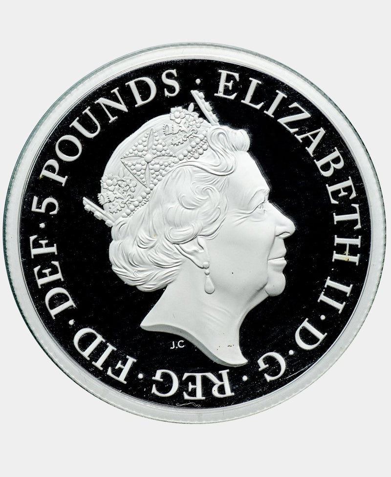 2019 Queen Elizabeth II Royal Mint Silver Proof UNA and the Lion Five Pounds - CERT no.0002 - Mhcoins