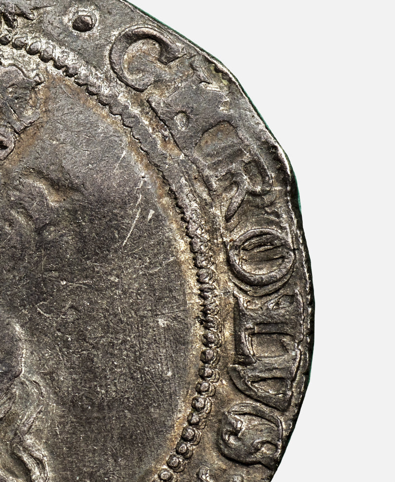1645 Charles I Tower Mint mm Sun over Eye Halfcrown with  CAROLVS struck over CHRISTO !