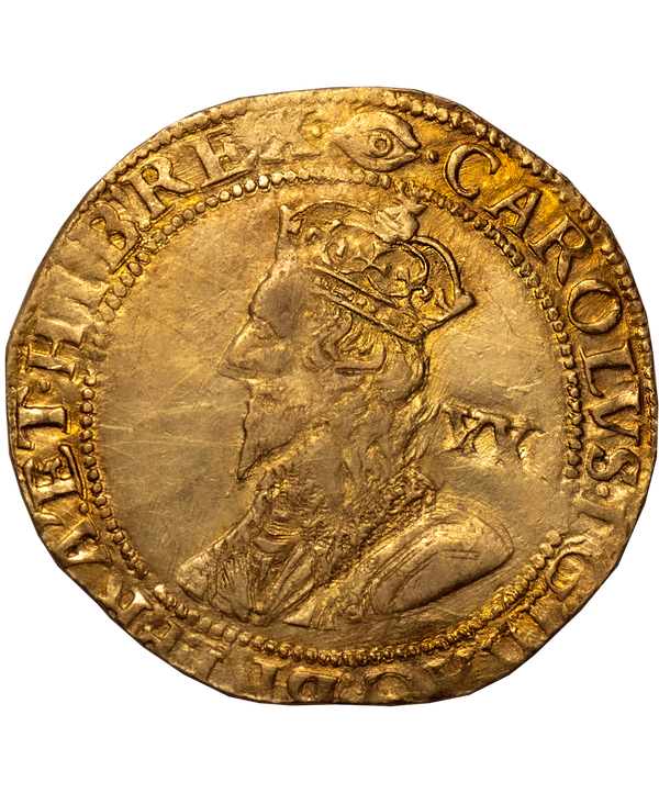 1645 Charles I Tower Mint under Parliament mm eye Unite
