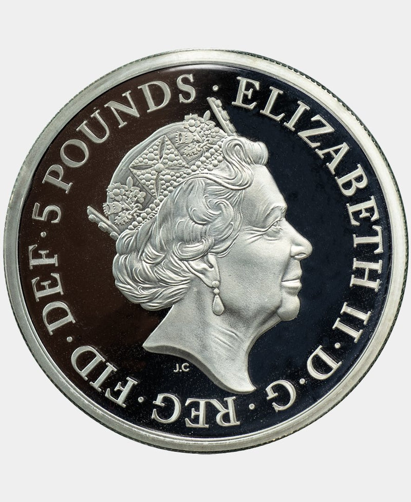 2019 QUEEN ELIZABETH II SILVER PROOF UNA AND THE LION FIVE POUNDS - Mhcoins