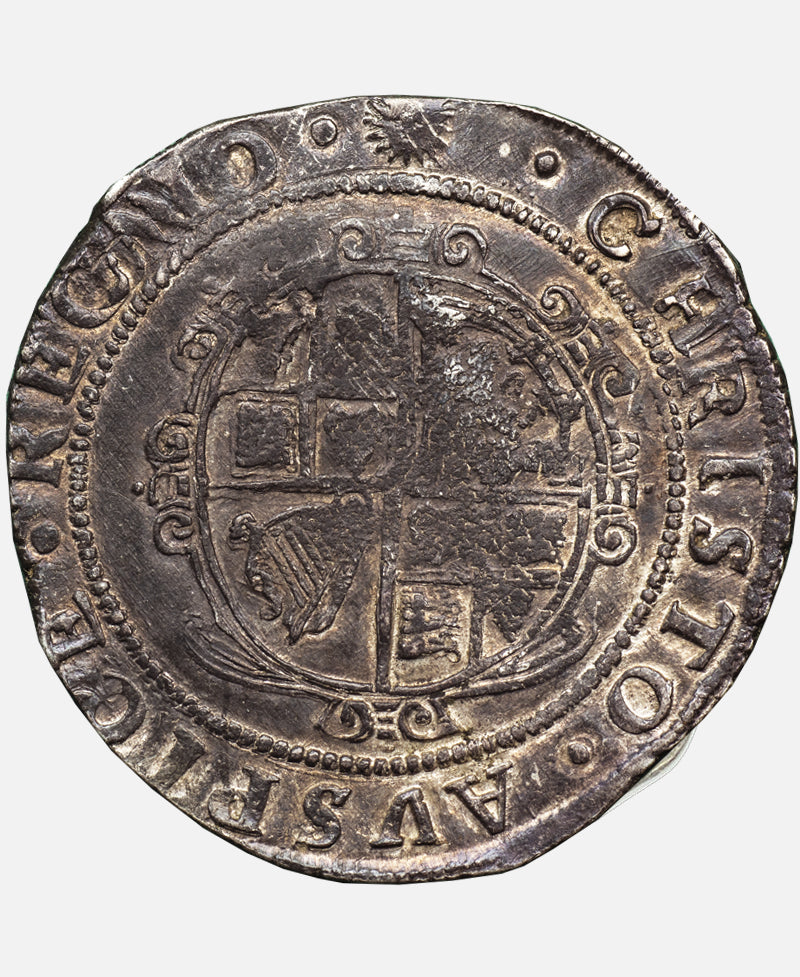 1645 Charles I Tower Mint mm Sun over Eye Halfcrown with  CAROLVS struck over CHRISTO !