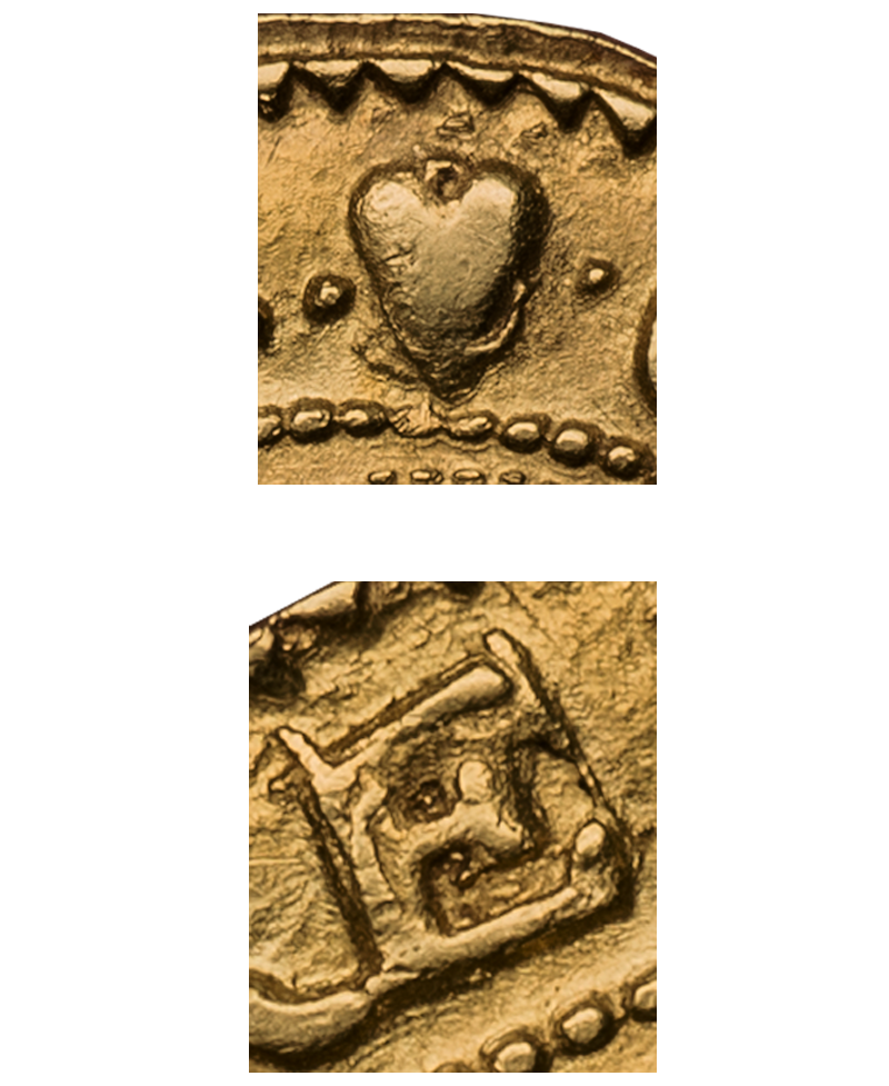 1629 - 30 Charles I Tower Mint mm Heart over Anchor / Heart Unite