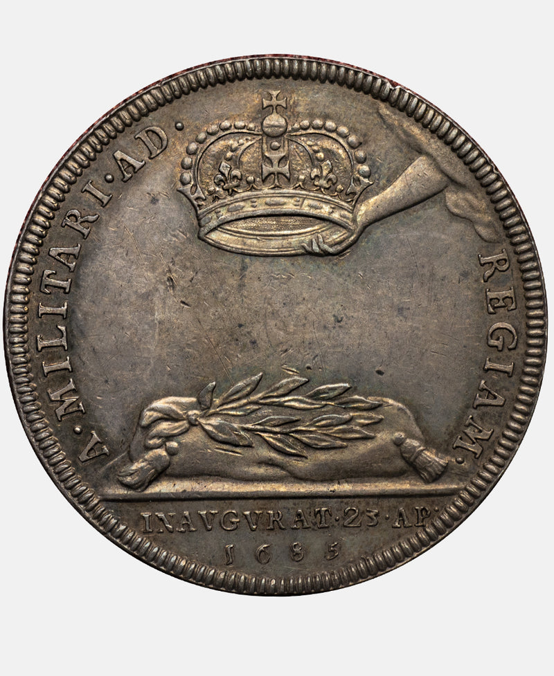 1685 James II Coronation Medal in Silver by J. Roettier