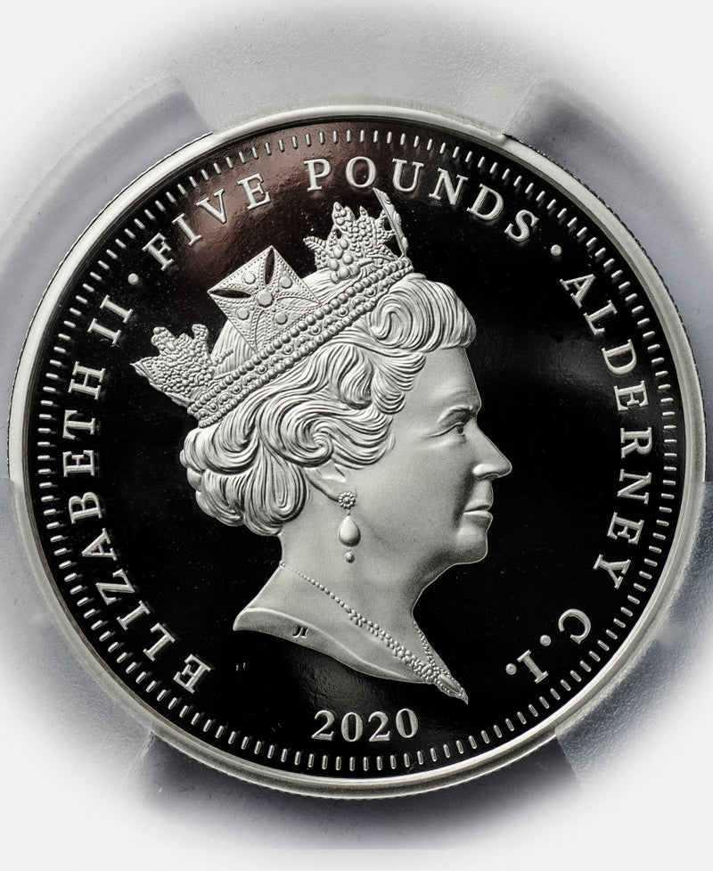 2020 Alderney 'The Three Graces' 2oz Silver Proof Five Pounds : PCGS PR70 Graded