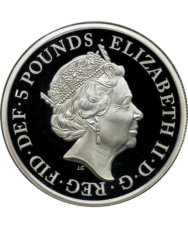 2019 Elizabeth II UNA AND THE LION 2 ounce PROOF SILVER FIVE POUNDS