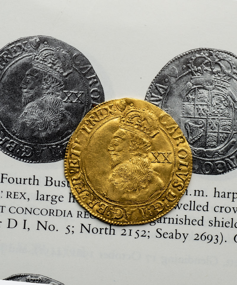 1632-3 Charles I Tower Mint mm harp Unite - Mhcoins